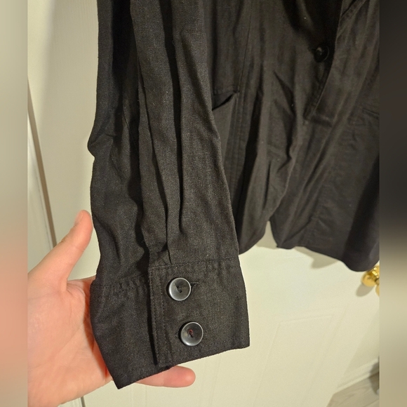 Womens sz 26 plus size Linen black blazer one button pockets long sleeve 4X - Picture 5 of 6